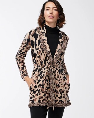 新品　Cardigan Jacket Animal Print Animal Print Fringe Cardigan | Chico's